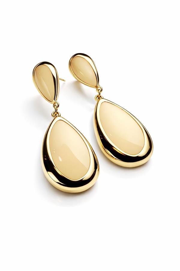 Becca Krem Rengi Taşlı Sallantılı Statement Küpe